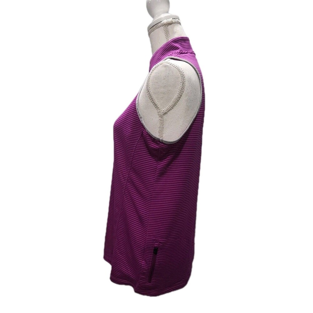 Columbia Top Womens Large Pink Purple Stripe Golf Omni Wick 1/4 Zip Polo - Picture 3 of 8
